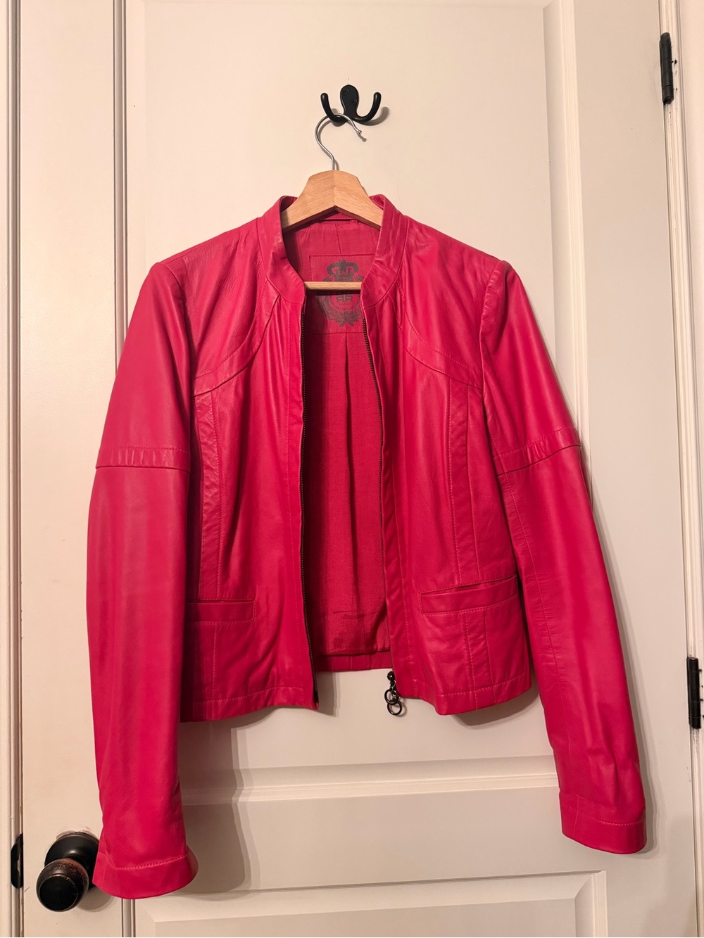 RIANI Fuschia Leather Jacket